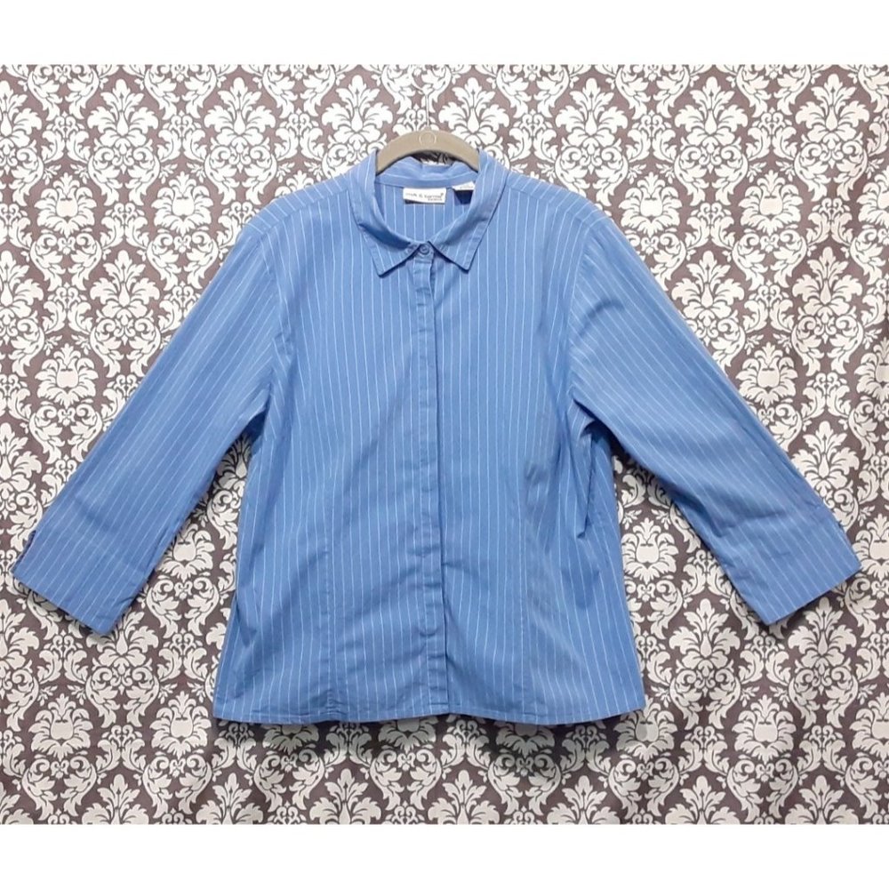 Croft & Barrow Blue Blouse with White Stripes